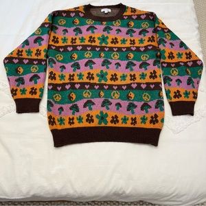 Y2K Yin & Yang Peace Knit Sweater Size Small